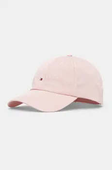 Tommy Jeans sapca de baseball din bumbac culoarea roz, cu imprimeu, AW0AW16868 imagine