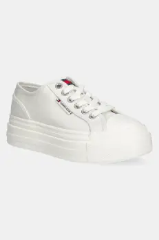 Tommy Jeans tenisi FOXING FLATFORM LC culoarea alb, EN0EN02736 imagine