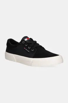 Tommy Jeans tenisi TJM VULC. SKATER MIX MATERIAL barbati, culoarea negru, EM0EM01456 imagine