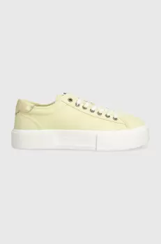 Tommy Jeans tenisi TJW FOXING FLATFORM SNEAKER femei, culoarea galben, EN0EN02480 imagine