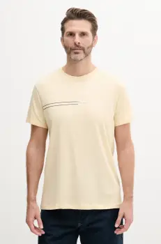 Tommy Jeans tricou barbati, culoarea galben, cu imprimeu, DM0DM20779 imagine