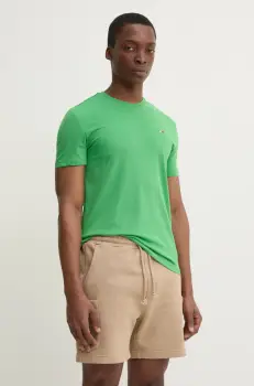 Tommy Jeans tricou barbati, culoarea verde, neted, DM0DM20363 imagine