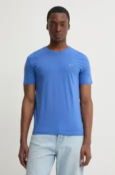 Tommy Jeans tricou barbati, culoarea violet, neted, DM0DM20363 imagine