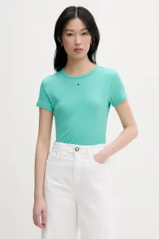 Tommy Jeans Tricou basic de dama din bumbac cu elastan imagine