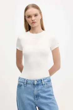 Tommy Jeans tricou culoarea bej, DW0DW21584 imagine