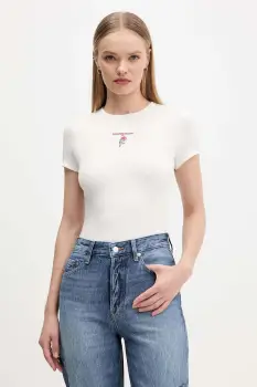 Tommy Jeans tricou culoarea bej, DW0DW21787 imagine