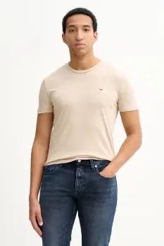 Tommy Jeans tricou culoarea bej, uni, DM0DM20363 imagine