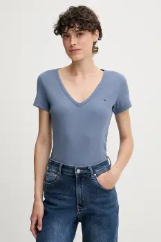 Tommy Jeans tricou culoarea galben, DW0DW17385 imagine