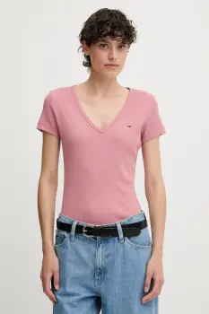 Tommy Jeans tricou culoarea galben, DW0DW17385 imagine