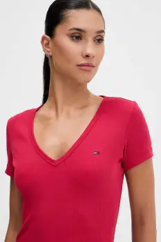 Tommy Jeans tricou culoarea galben, DW0DW17385 imagine