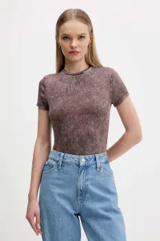 Tommy Jeans tricou culoarea maro, DW0DW21531 imagine