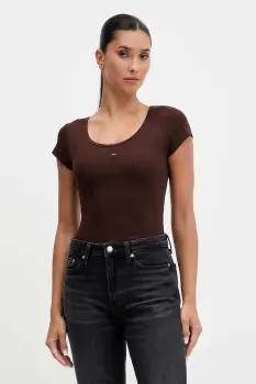 Tommy Jeans tricou culoarea maro, DW0DW21570 imagine