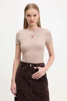 Tommy Jeans tricou culoarea maro, DW0DW21787 imagine