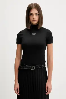 Tommy Jeans tricou culoarea negru, cu turtleneck, DW0DW21563 imagine