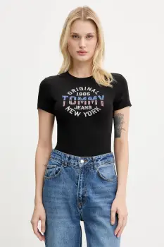 Tommy Jeans tricou culoarea negru, DW0DW21421 imagine