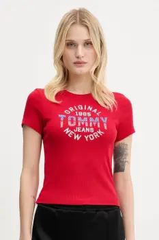 Tommy Jeans tricou culoarea rosu, DW0DW21421 imagine