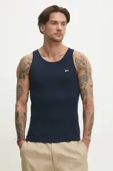 Tommy Jeans tricou din bumbac 2-pack barbati, culoarea albastru marin, DM0DM20769 imagine