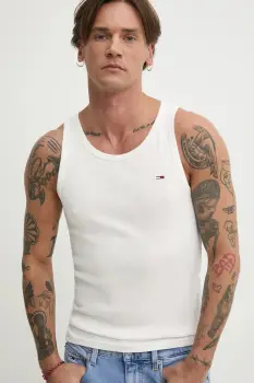 Tommy Jeans tricou din bumbac 2-pack barbati, culoarea bej, DM0DM20769 imagine