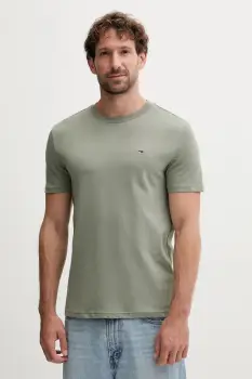 Tommy Jeans tricou din bumbac 2-pack barbati, culoarea verde, uni, DM0DM20687 imagine