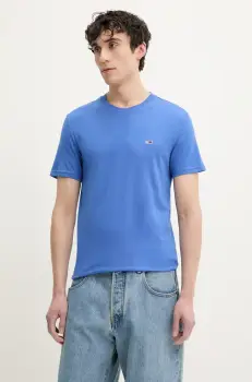 Tommy Jeans tricou din bumbac 2-pack barbati, culoarea violet, neted, DM0DM20687 imagine