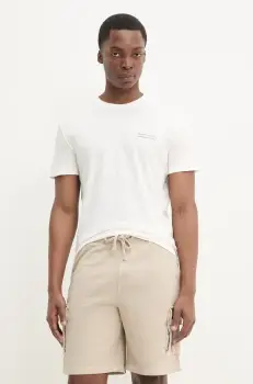 Tommy Jeans tricou din bumbac barbati, culoarea alb, cu imprimeu, DM0DM21303 imagine