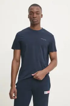 Tommy Jeans tricou din bumbac barbati, culoarea albastru marin, neted, DM0DM21188 imagine