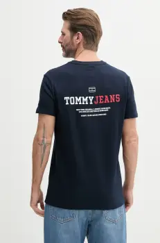 Tommy Jeans tricou din bumbac barbati, culoarea bleumarin, cu imprimeu, DM0DM20815 imagine