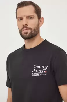 Tommy Jeans tricou din bumbac barbati, culoarea negru, cu imprimeu imagine