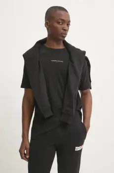 Tommy Jeans tricou din bumbac barbati, culoarea negru, cu imprimeu, DM0DM21110 imagine