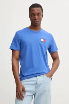 Tommy Jeans tricou din bumbac barbati, culoarea violet, cu imprimeu, DM0DM20740 imagine