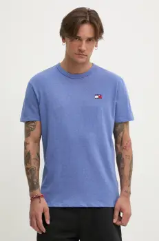 Tommy Jeans tricou din bumbac barbati, culoarea violet, neted, DM0DM20322 imagine