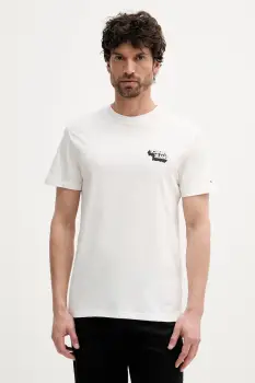 Tommy Jeans tricou din bumbac culoarea alb, cu imprimeu, DM0DM21539 imagine