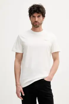 Tommy Jeans tricou din bumbac culoarea alb, cu imprimeu, DM0DM21780 imagine