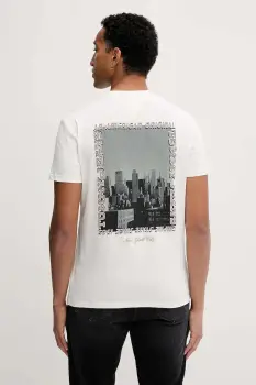 Tommy Jeans tricou din bumbac culoarea alb, cu imprimeu, DM0DM22128 imagine