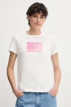 Tommy Jeans tricou din bumbac culoarea alb, DW0DW20905 imagine