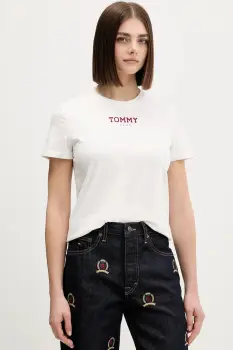 Tommy Jeans tricou din bumbac culoarea alb, DW0DW21842 imagine