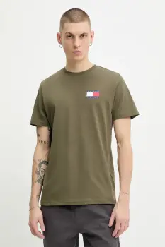 Tommy Jeans tricou din bumbac culoarea bej, cu imprimeu, DM0DM20740 imagine