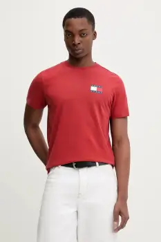 Tommy Jeans tricou din bumbac culoarea bej, cu imprimeu, DM0DM20740 imagine