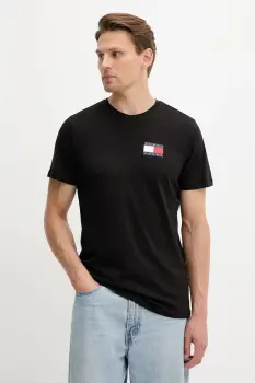 Tommy Jeans tricou din bumbac culoarea bej, cu imprimeu, DM0DM20740 imagine