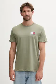 Tommy Jeans tricou din bumbac culoarea bej, cu imprimeu, DM0DM20740 imagine