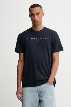 Tommy Jeans tricou din bumbac culoarea bej, cu imprimeu, DM0DM20744 imagine
