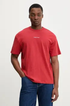 Tommy Jeans tricou din bumbac culoarea bej, cu imprimeu, DM0DM21110 imagine