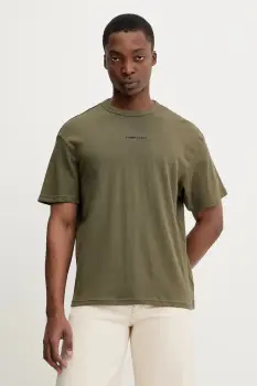 Tommy Jeans tricou din bumbac culoarea bej, cu imprimeu, DM0DM21110 imagine