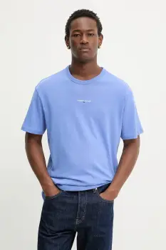 Tommy Jeans tricou din bumbac culoarea bej, cu imprimeu, DM0DM21110 imagine