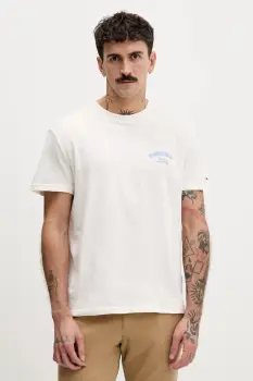 Tommy Jeans tricou din bumbac culoarea bej, cu imprimeu, DM0DM22318 imagine