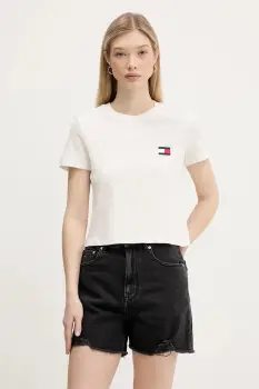 Tommy Jeans tricou din bumbac culoarea bej, DW0DW21423 imagine