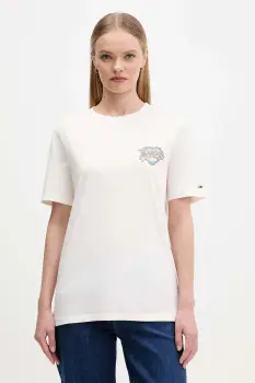 Tommy Jeans tricou din bumbac culoarea bej, DW0DW21524 imagine