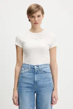 Tommy Jeans tricou din bumbac culoarea bej, DW0DW21550 imagine