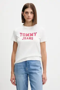 Tommy Jeans tricou din bumbac culoarea bej, DW0DW21966 imagine