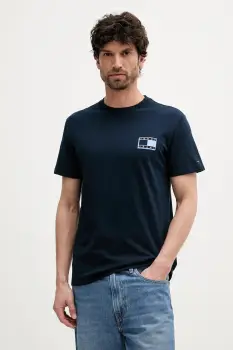 Tommy Jeans tricou din bumbac culoarea bleumarin, cu imprimeu, DM0DM21577 imagine